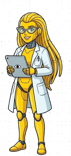 Ilustración de un agente clínico con una tablet